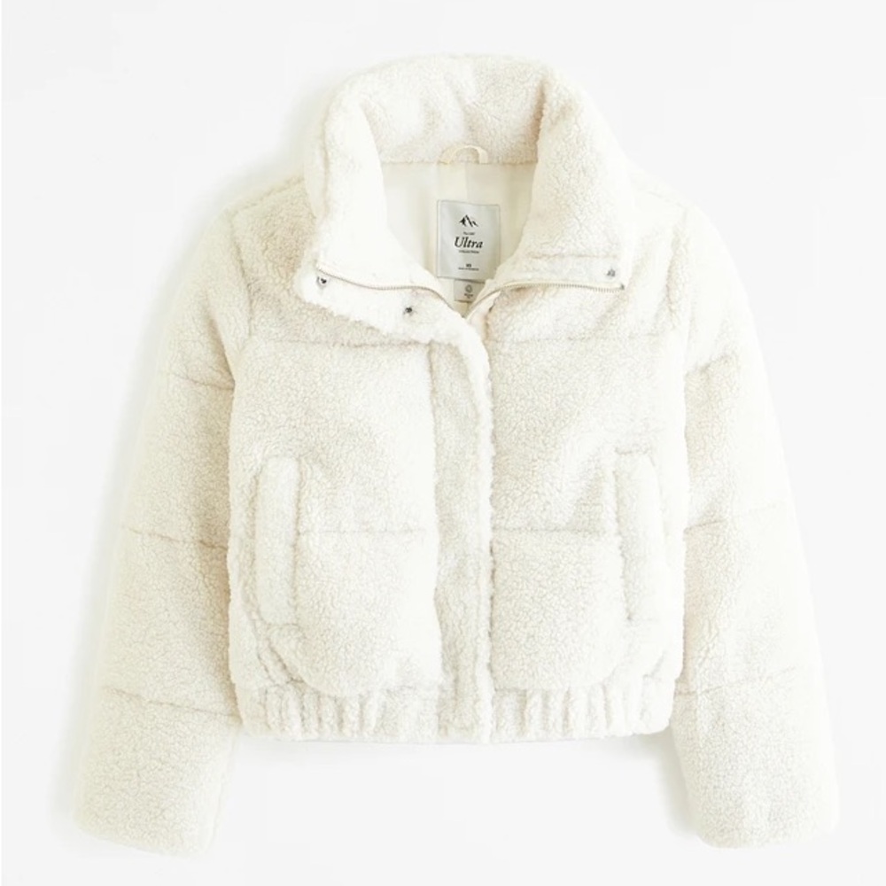 Abercrombie & Fitch Ivory Ultra Sherpa Puffer